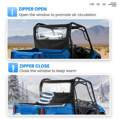 Solid Spare Soft Rear Panel Window Windshield For UTV Honda Pioneer 700/700-4 2014-2025