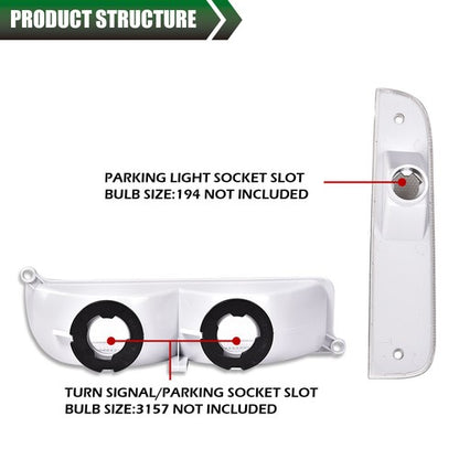 Solid Spare Fit For 97-01 Jeep Cherokee XJ Clear Bumper Lights + Signal Corner Turn Lamps