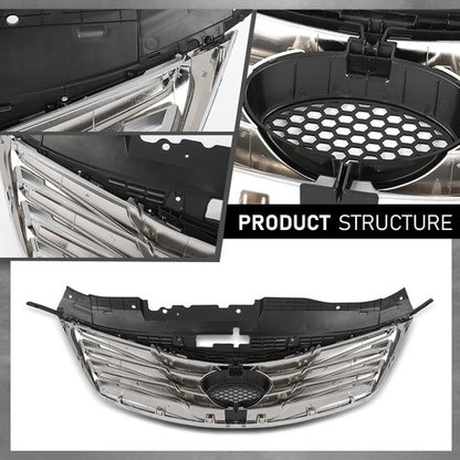 Solid Spare Fit For 12-14 Hyundai Azera Front Bumper Upper Grille Grill Black & Chrome