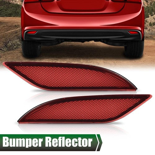 Solid Spare Fit For 16-2022 Chevrolet Malibu Rear Bumper Reflector Driver+Passenger Side Red