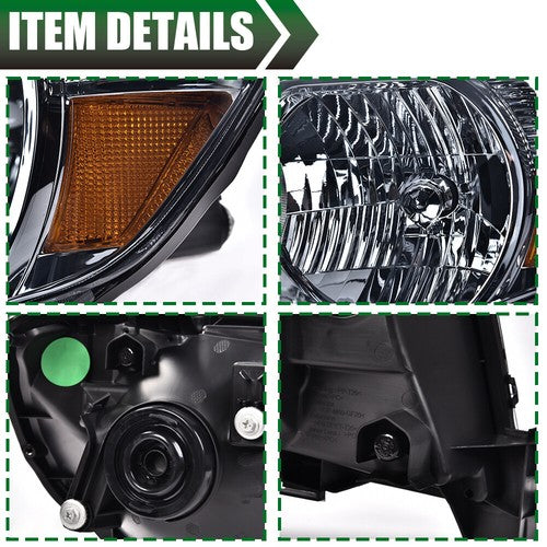Solid Spare Smoke Lens Chrome Headlights Assembly Left+Right Fit For 2005-2011 Toyota Tacoma