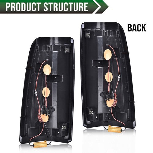 Solid Spare Fit For 99-02 Chevy Silverado 1500/99-06 GMC Sierra LED Tube Tail Lights Smoke
