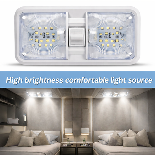 Solid Spare 5x RV LED 12V Double Dome switched Light Ceiling Fixture Camper Trailer Marine