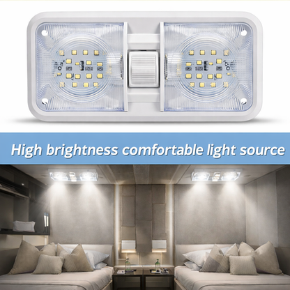 Solid Spare 5x RV LED 12V Double Dome switched Light Ceiling Fixture Camper Trailer Marine