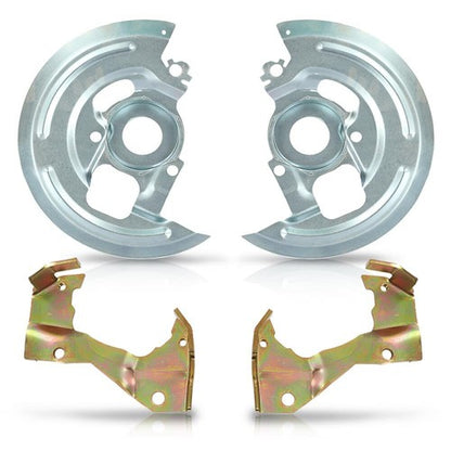 Solid Spare Disc Brake Caliper Brackets + Backing Plates Dust Shields A Body For GM Chevelle