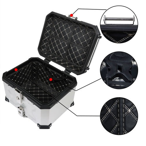 Solid Spare Motorcycle Aluminum Trunk Rear Top Case Luggage Tour Tail Tool Box Lock 45L USA