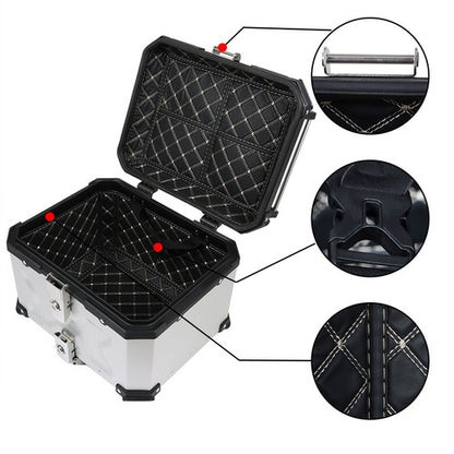 Solid Spare Motorcycle Aluminum Trunk Rear Top Case Luggage Tour Tail Tool Box Lock 45L USA