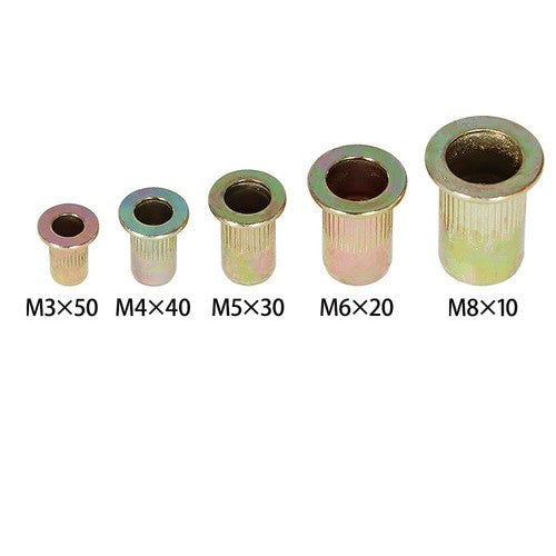 Solid Spare Zinc Steel Rivet Nut Kit 300 Pack Rivnut Nutsert Assort 150pcs Metric+150pcs SAE