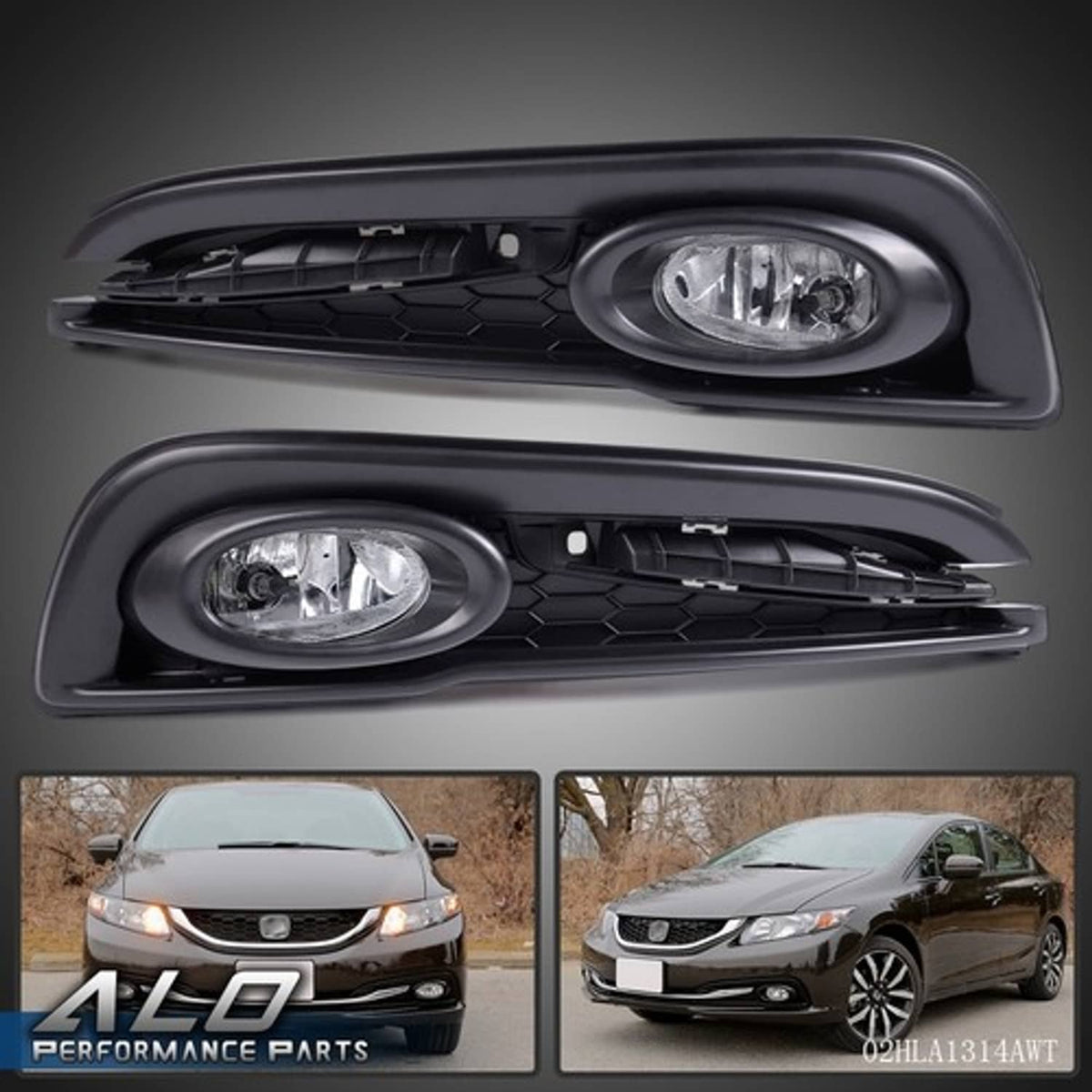 Solid Spare Fit For 2013-2015 Honda Civic Sedan Front Bumper Fog Lights Lamps w/ Wiring