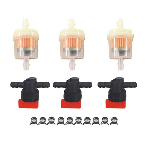 Solid Spare 3Kit 1/4" Fuel Gas Filter Shut Cut Off Valve 494768 698183 697947 In Line