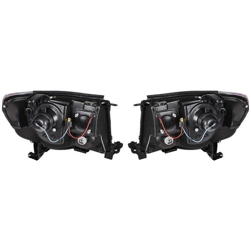 Solid Spare Pair Headlights Front Grille Chrome Shell W/Black Insert For 05-11 Toyota Tacoma