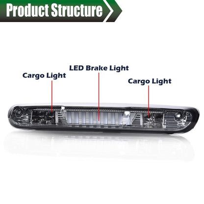 Solid Spare Fit For 2007-2014 Silverado Sierra Smoke/Chrome LED Third Brake Light Cargo Lamp