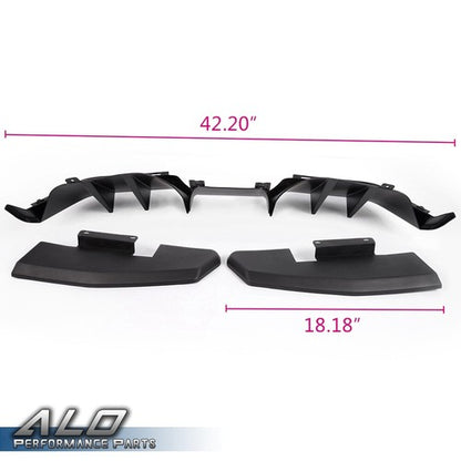 Solid Spare Fit For 2015-2017 Ford Mustang Premium Rear Black ABS Bumper Lip Diffuser Body