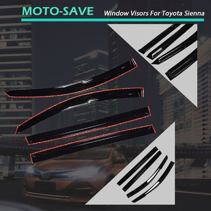 Solid Spare For 04/05/06/07/08/09 Toyota Sienna Acrylic Window Visors Rain Guard Shades
