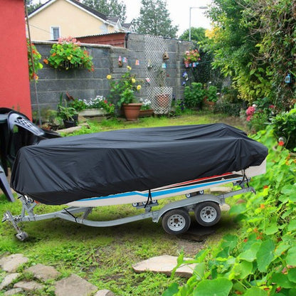 Solid Spare 11-13ft Waterproof Heavy Duty Boat Cover V-Hull Runabouts 420D Black