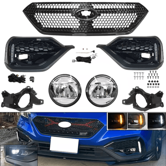 Solid Spare For 2022 2023 Subaru WRX STI LED Turn Signal DRL Fog Bezel Lights & Front Grille