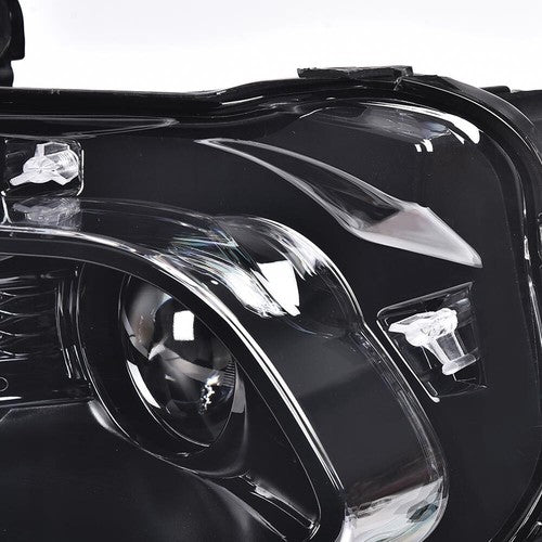 Solid Spare Fit For 2014-2017 Jeep Cherokee Headlight Left Driver Side Black Trim With Bulb
