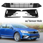 For 2016-2019 VW Passat R-Line Front Lower Grille+Fog Light Covers With Hole