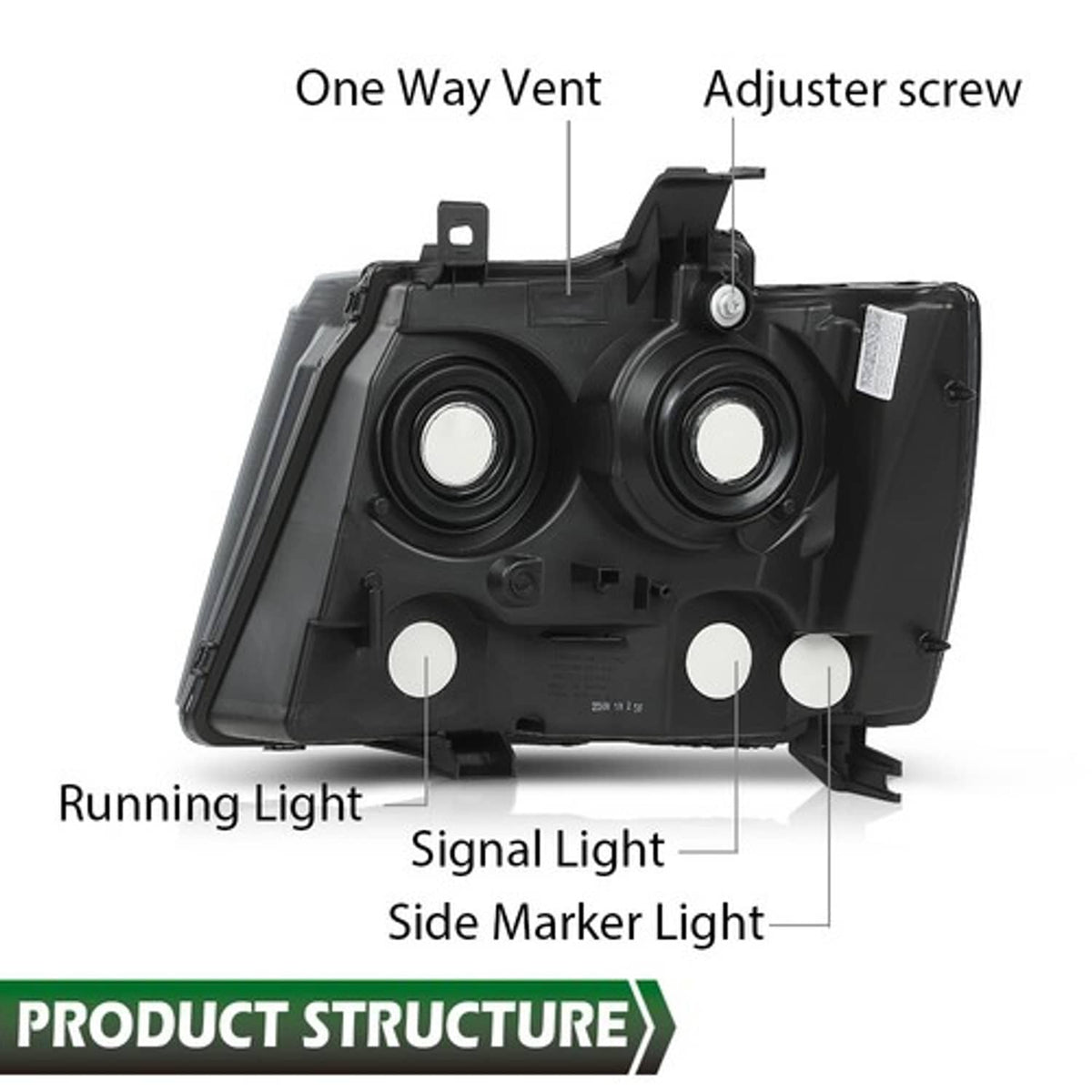 Solid Spare Fit For 07-14 Chevy Avalanche Tahoe Suburban Clear Corner Smoke Lens Headlights