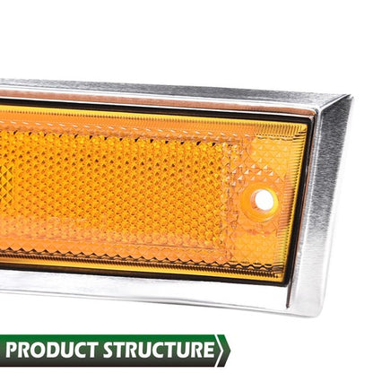 Solid Spare Pair Front Signal Side Marker Lights Amber Fit For 81-91 GMC Chevy Pickup Truck