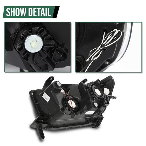Solid Spare Fit For 07-13 Toyota Tundra 08-17 Sequoia Black/Clear LED Tube Headlights