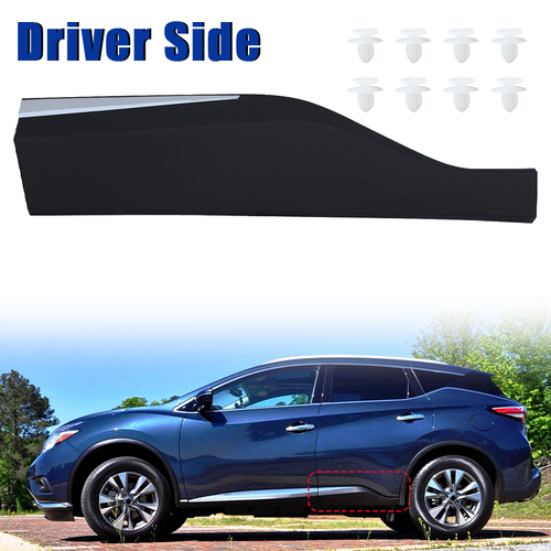 Black & Chrome Rear Left Lower Door Molding Trim For 2015-2022 Nissan Murano