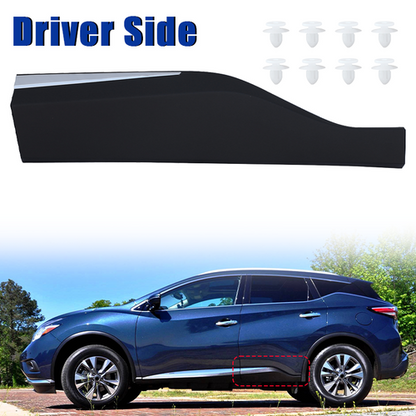 Black & Chrome Rear Left Lower Door Molding Trim For 2015-2022 Nissan Murano