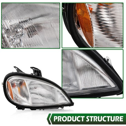 Solid Spare Fit For 96-04 Freightliner Columbia Headlight Headlamp Right Passenger Side