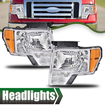 Solid Spare Pair Fit For 2009-2014 Ford F150 Headlights Headlamps Amber Corner Left+Right