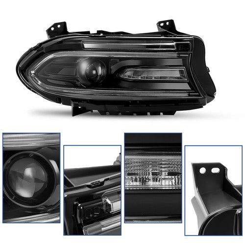 Solid Spare Pair LED DRL Projector Headlights Assemblies For Dodge Charger 2015-2023 LH+RH