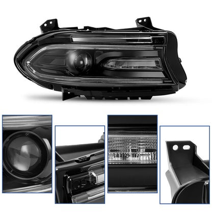 Solid Spare Pair LED DRL Projector Headlights Assemblies For Dodge Charger 2015-2023 LH+RH