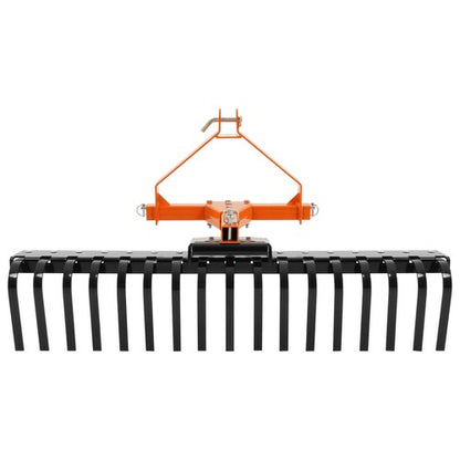 Solid Spare Cat 0 Tractor Attachment 50" 3-Point Landscape Rake Rock Rake Suitable for lawns