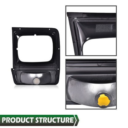Solid Spare Pair Headlight Bezel Trim w/ Parking Turn Signal Light Fit For Dodge D/W Truck