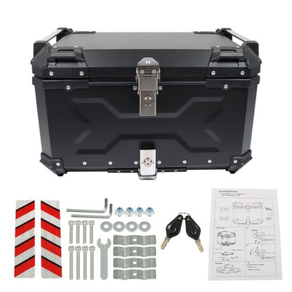 Solid Spare Aluminum Trunk 65L Motorcycle Top Case Waterproof Luggage Storage Tour Tail Box
