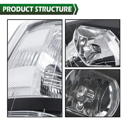 Solid Spare For 2007-2013 Chevy Silverado 1500 2500 HD Black Housing Headlights Left & Right
