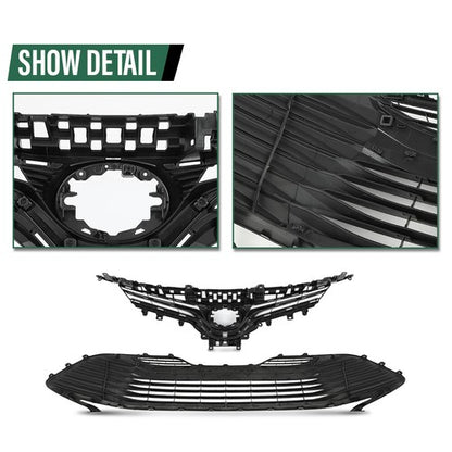 Solid Spare Front Upper & Lower Bumper Grille Grill Fit For 2018-2020 Toyota Camry LE XLE