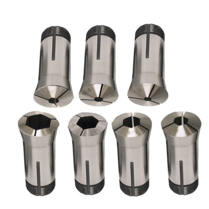 Solid Spare 7PC 5C Hex. Collet Set 1/4", 5/16", 3/8", 1/2", 5/8", 3/4", 7/8" 0.0006TIR