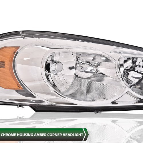 Solid Spare Fit For 06-16 Chevrolet Impala Passenger Side Chrome Housing Amber Headlight