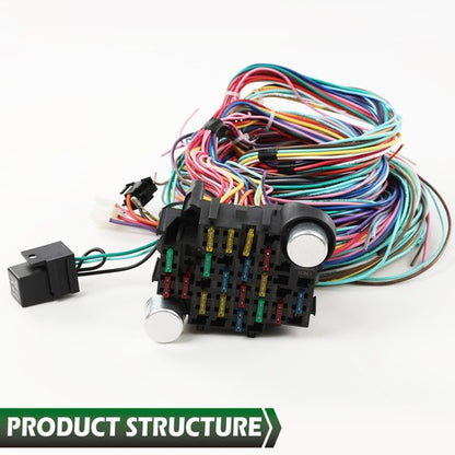 Solid Spare Fit For Chevy Mopar Ford Hotrod Universal Long Wires 21 Circuit Wiring Harness