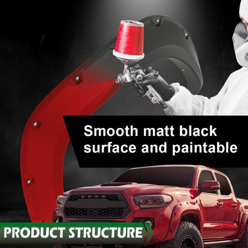 Solid Spare 4pcs Pocket Rivet Style Wheel Fender Flares Fit For 2016-2022 Toyota Tacoma
