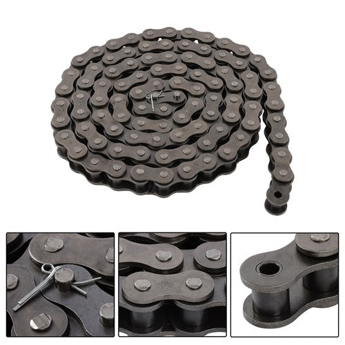 Solid Spare #100 Roller Chain - 10 Feet + 2 Free Connecting Links - Carbon Steel Chain