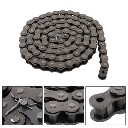 Solid Spare #100 Roller Chain - 10 Feet + 2 Free Connecting Links - Carbon Steel Chain