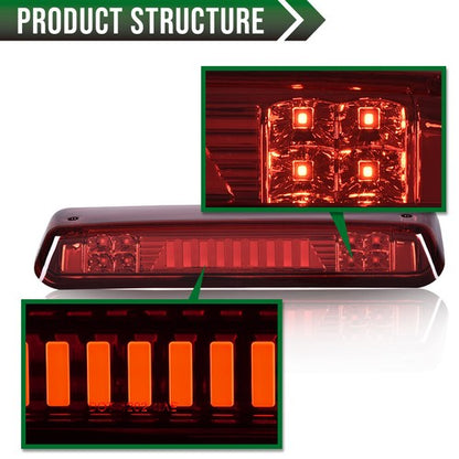 Solid Spare Fit For 04-08 Ford F-150 F150 Red Lens LED 3rd Third Brake Light Cargo Lamp