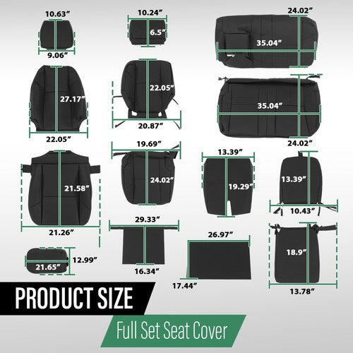 Solid Spare Fit For 07-13 Chevy Silverado GMC Sierra Crew Cab Full Set Seat Covers Replace