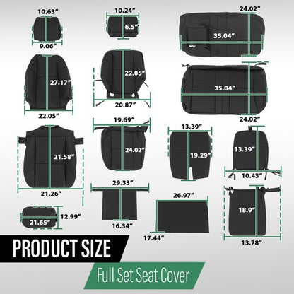 Solid Spare Fit For 07-13 Chevy Silverado GMC Sierra Crew Cab Full Set Seat Covers Replace