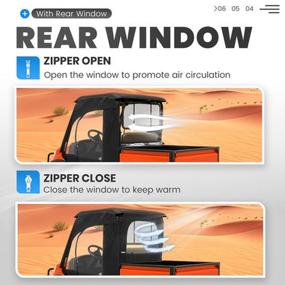 Solid Spare PVC Soft Doors Cab Enclosure & Rear Window For Kubota RTV400 RTV450 2008-2021