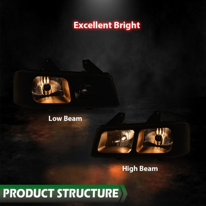 Solid Spare Fit For 2003-2023 Chevrolet Express GMC Savana Van Left+Right Headlights Black