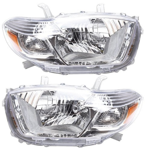 Solid Spare Headlight Headlamps Assembly Fit For Toyota Highlander 2008-2010 LH+RH Side Pair