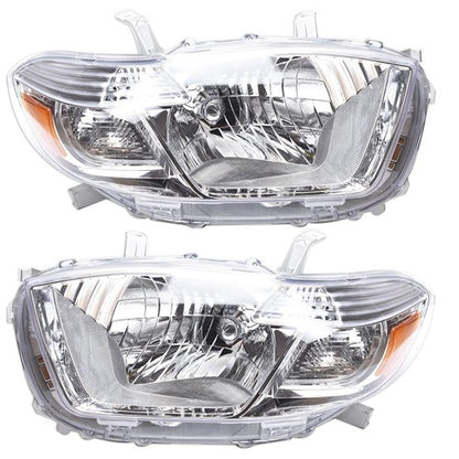 Solid Spare Headlight Headlamps Assembly Fit For Toyota Highlander 2008-2010 LH+RH Side Pair