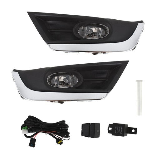 Solid Spare Halogen 3000k Fog Light Assembly w/Bezels For Honda CR-V 17-18 33901-SLE-305